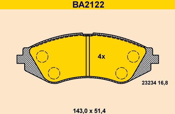 Barum BA2122 - Гальмівні колодки, дискові гальма autocars.com.ua