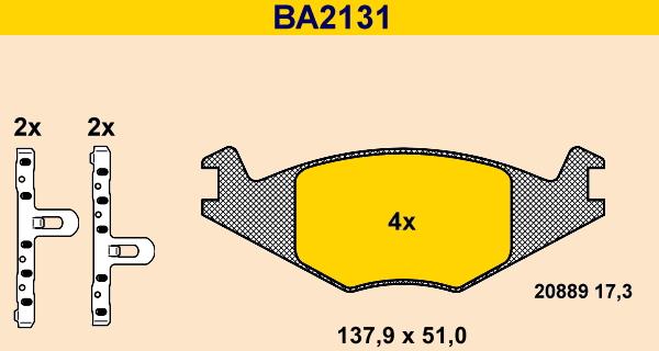 Barum BA2131 - Тормозные колодки, дисковые, комплект avtokuzovplus.com.ua