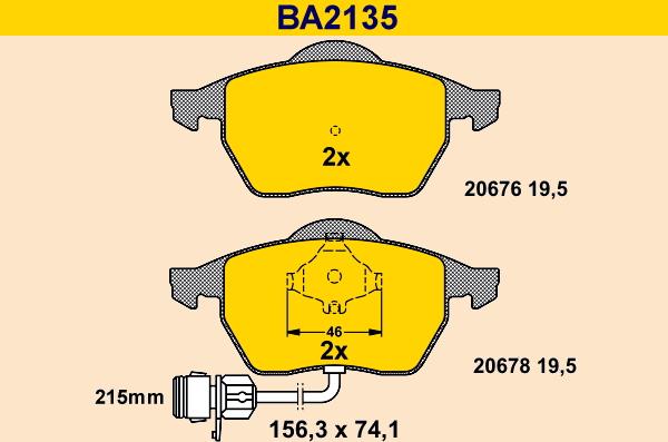 Barum BA2135 - Гальмівні колодки, дискові гальма autocars.com.ua