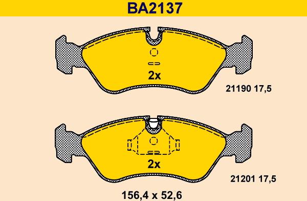 Barum BA2137 - Тормозные колодки, дисковые, комплект autodnr.net