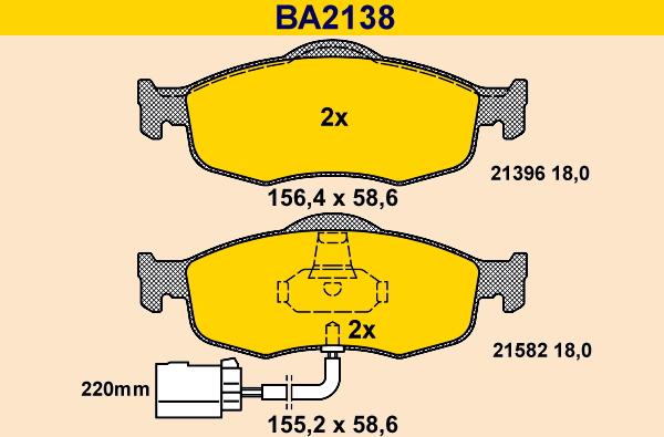 Barum BA2138 - Гальмівні колодки, дискові гальма autocars.com.ua