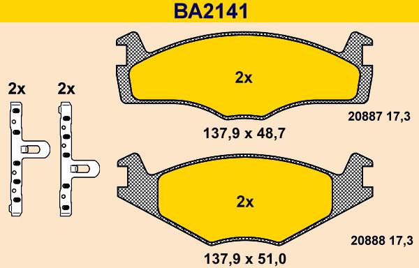 Barum BA2141 - Гальмівні колодки, дискові гальма autocars.com.ua