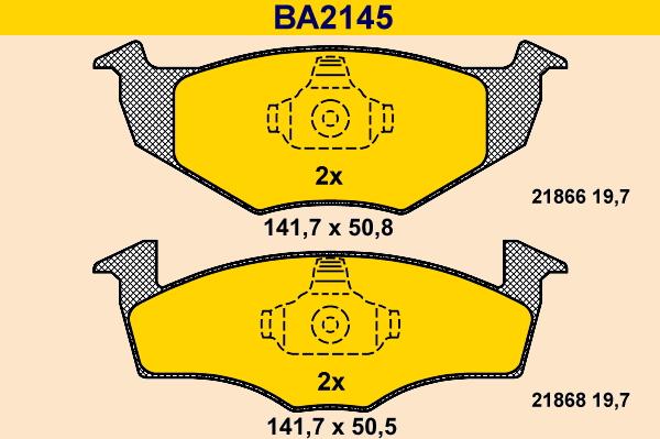 Barum BA2145 - Тормозные колодки, дисковые, комплект autodnr.net