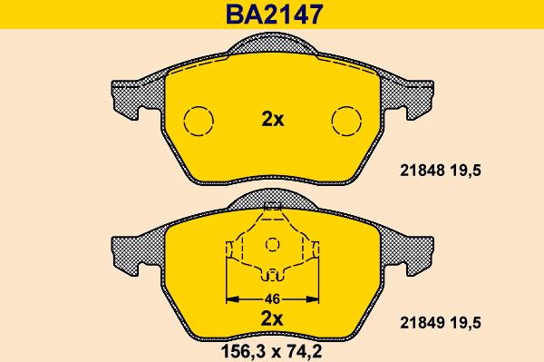 Barum BA2147 - Гальмівні колодки, дискові гальма autocars.com.ua