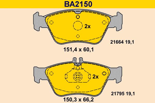 Barum BA2150 - Тормозные колодки, дисковые, комплект avtokuzovplus.com.ua