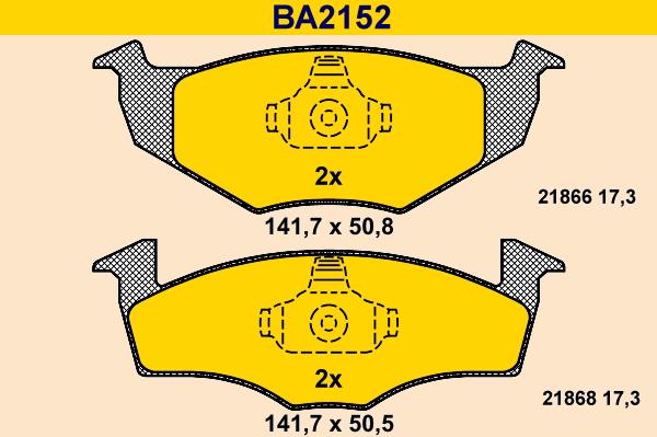 Barum BA2152 - Тормозные колодки, дисковые, комплект avtokuzovplus.com.ua