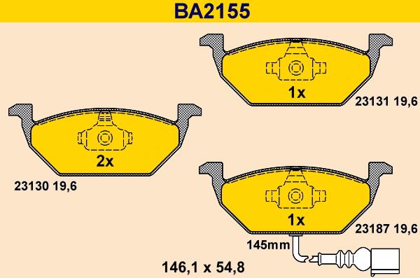 Barum BA2155 - Тормозные колодки, дисковые, комплект autodnr.net