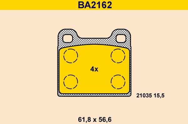 Barum BA2162 - Тормозные колодки, дисковые, комплект autodnr.net