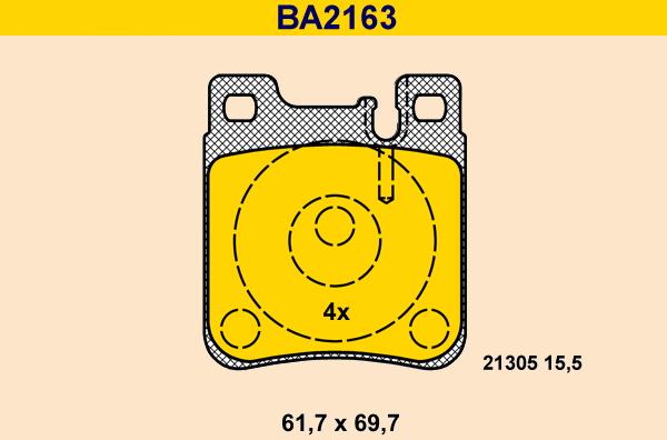 Barum BA2163 - Тормозные колодки, дисковые, комплект autodnr.net