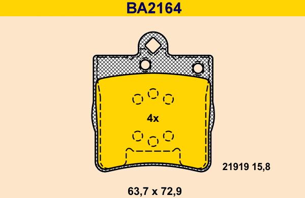 Barum BA2164 - Тормозные колодки, дисковые, комплект autodnr.net