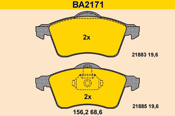 Barum BA2171 - Тормозные колодки, дисковые, комплект avtokuzovplus.com.ua