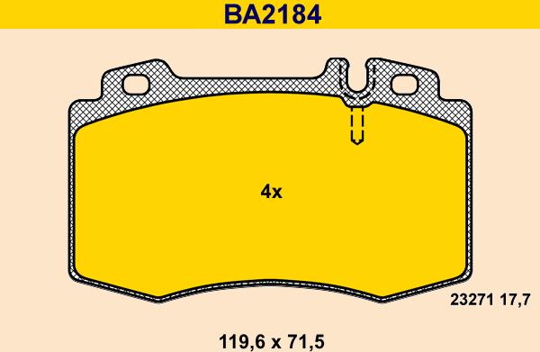 Barum BA2184 - Гальмівні колодки, дискові гальма autocars.com.ua