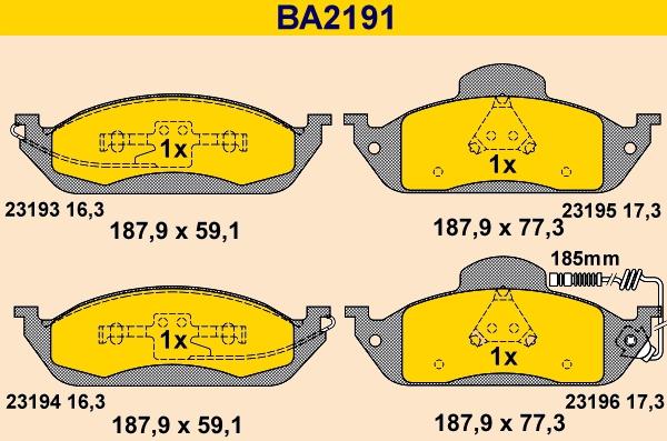 Barum BA2191 - Гальмівні колодки, дискові гальма autocars.com.ua