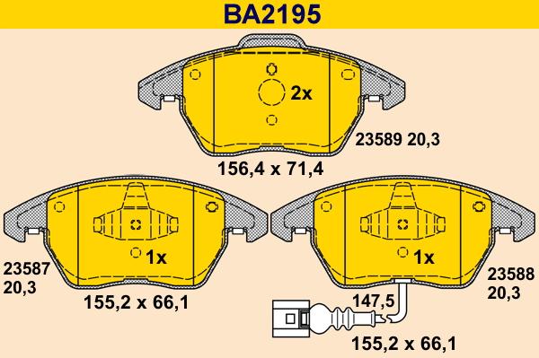 Barum BA2195 - Тормозные колодки, дисковые, комплект autodnr.net