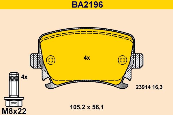 Barum BA2196 - Гальмівні колодки, дискові гальма autocars.com.ua