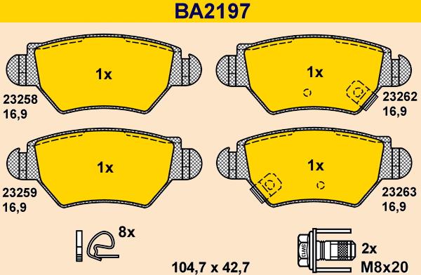 Barum BA2197 - Гальмівні колодки, дискові гальма autocars.com.ua