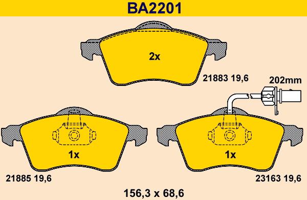 Barum BA2201 - Тормозные колодки, дисковые, комплект avtokuzovplus.com.ua