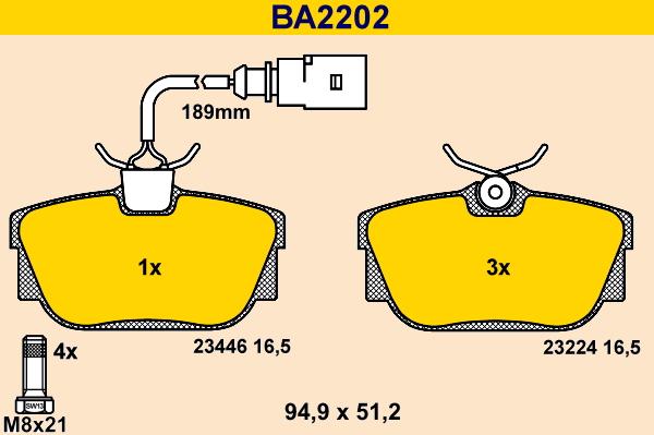 Barum BA2202 - Тормозные колодки, дисковые, комплект avtokuzovplus.com.ua