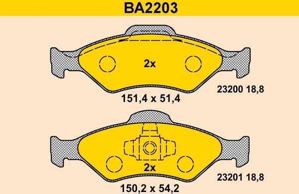 Barum BA2203 - Гальмівні колодки, дискові гальма autocars.com.ua