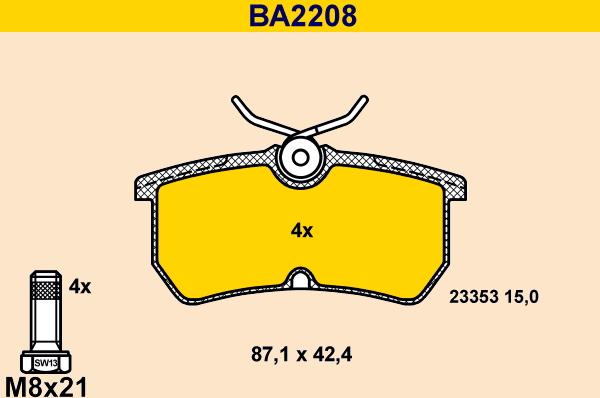 Barum BA2208 - Гальмівні колодки, дискові гальма autocars.com.ua