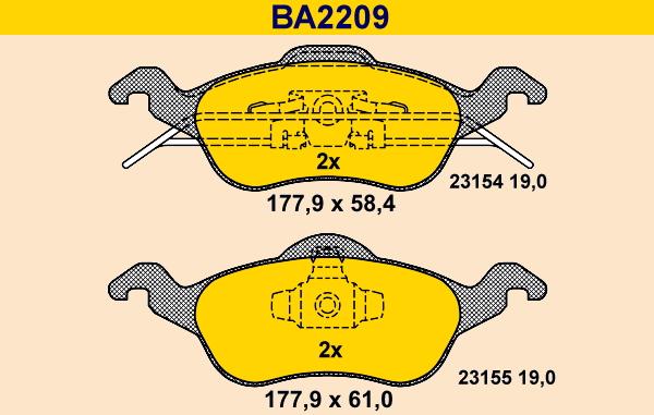 Barum BA2209 - Гальмівні колодки, дискові гальма autocars.com.ua