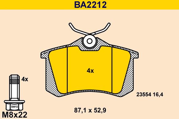 Barum BA2212 - Гальмівні колодки, дискові гальма autocars.com.ua