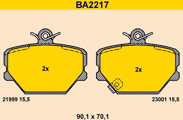 Barum BA2217 - Тормозные колодки, дисковые, комплект avtokuzovplus.com.ua