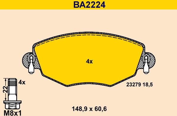 Barum BA2224 - Гальмівні колодки, дискові гальма autocars.com.ua