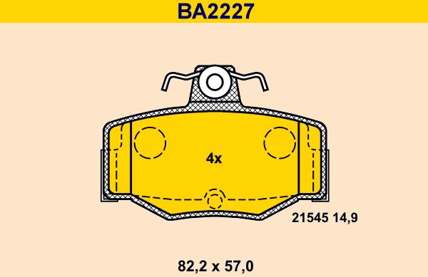 Barum BA2227 - Тормозные колодки, дисковые, комплект autodnr.net