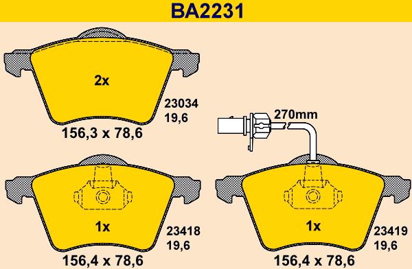 Barum BA2231 - Тормозные колодки, дисковые, комплект avtokuzovplus.com.ua