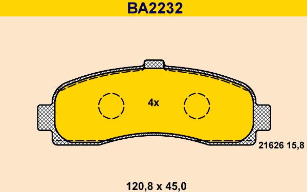 Barum BA2232 - Тормозные колодки, дисковые, комплект avtokuzovplus.com.ua