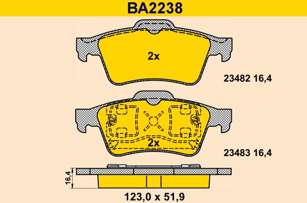 Barum BA2238 - Гальмівні колодки, дискові гальма autocars.com.ua