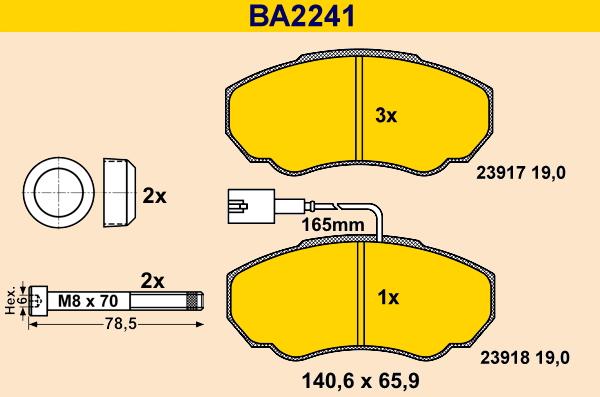 Barum BA2241 - Гальмівні колодки, дискові гальма autocars.com.ua