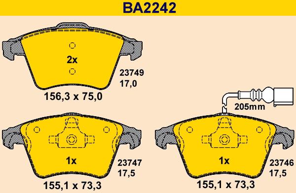 Barum BA2242 - Гальмівні колодки, дискові гальма autocars.com.ua