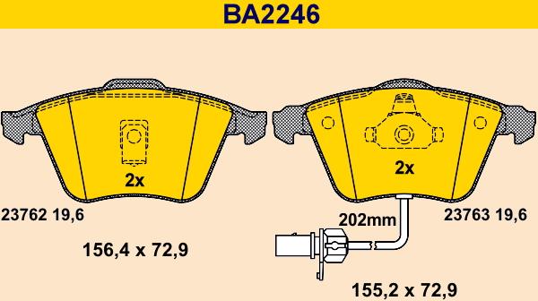 Barum BA2246 - Гальмівні колодки, дискові гальма autocars.com.ua