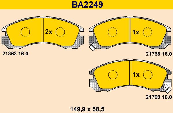 Barum BA2249 - Гальмівні колодки, дискові гальма autocars.com.ua