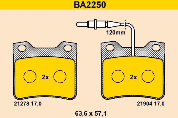 Barum BA2250 - Тормозные колодки, дисковые, комплект avtokuzovplus.com.ua