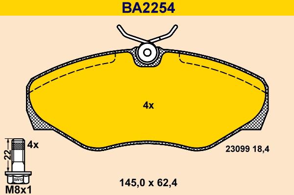 Barum BA2254 - Гальмівні колодки, дискові гальма autocars.com.ua