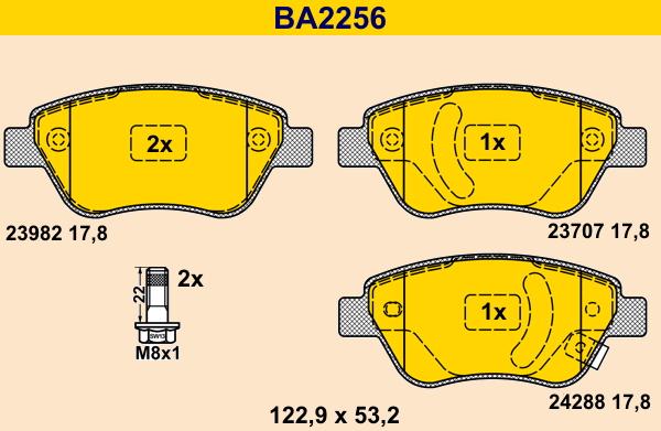 Barum BA2256 - Тормозные колодки, дисковые, комплект avtokuzovplus.com.ua