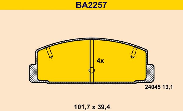 Barum BA2257 - Гальмівні колодки, дискові гальма autocars.com.ua