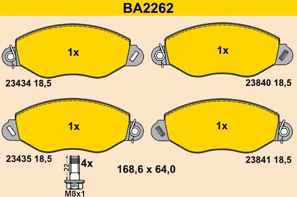 Barum BA2262 - Тормозные колодки, дисковые, комплект avtokuzovplus.com.ua