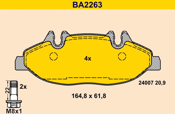 Barum BA2263 - Тормозные колодки, дисковые, комплект avtokuzovplus.com.ua