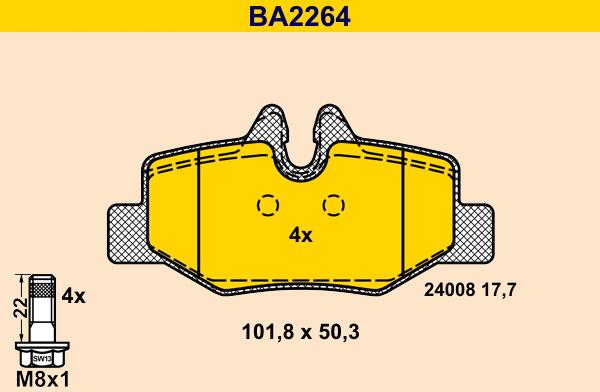 Barum BA2264 - Гальмівні колодки, дискові гальма autocars.com.ua