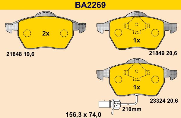 Barum BA2269 - Тормозные колодки, дисковые, комплект autodnr.net