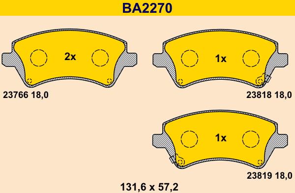 Barum BA2270 - Тормозные колодки, дисковые, комплект autodnr.net
