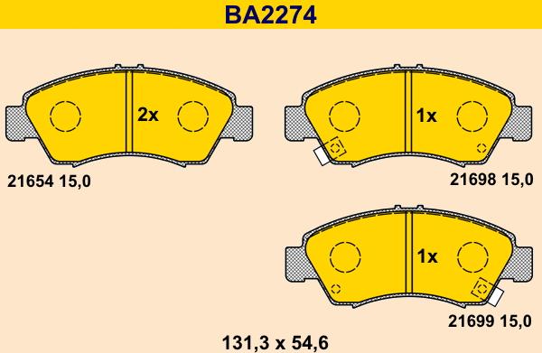 Barum BA2274 - Тормозные колодки, дисковые, комплект avtokuzovplus.com.ua