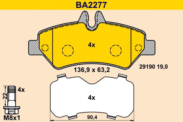 Barum BA2277 - Тормозные колодки, дисковые, комплект avtokuzovplus.com.ua