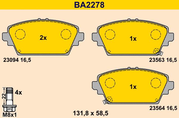 Barum BA2278 - Гальмівні колодки, дискові гальма autocars.com.ua