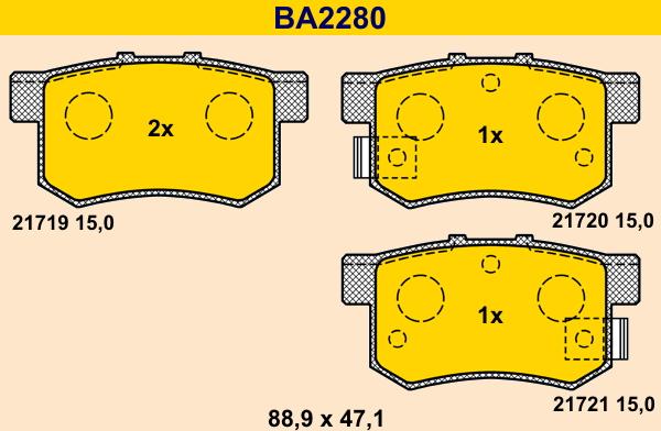 Barum BA2280 - Тормозные колодки, дисковые, комплект avtokuzovplus.com.ua