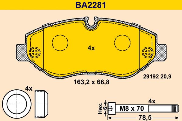 Barum BA2281 - Тормозные колодки, дисковые, комплект avtokuzovplus.com.ua